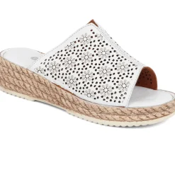 Leather Platform Mule Sandals - White
