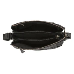 Leather Quilted Crossbody Bag - Black