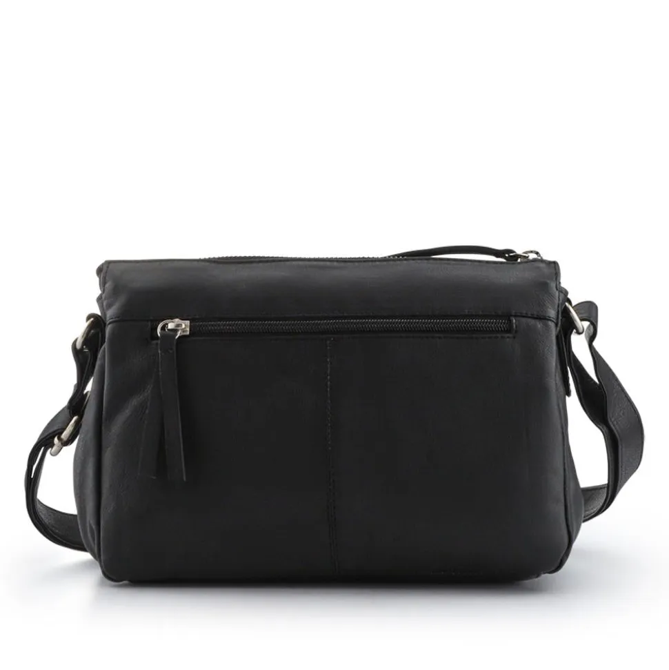 Leather Quilted Crossbody Bag - Black