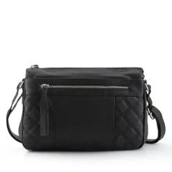 Leather Quilted Crossbody Bag - Black
