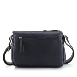 Leather Quilted Crossbody Bag - Navy
