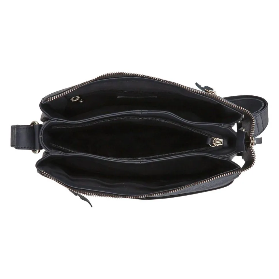 Leather Quilted Crossbody Bag - Navy