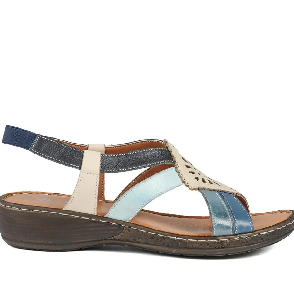 Leather Slingback Sandals - Blue Multi