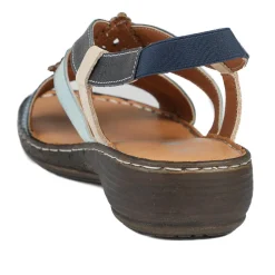 Leather Slingback Sandals - Blue Multi