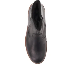 Leather Slip-On Ankle Boots - Black