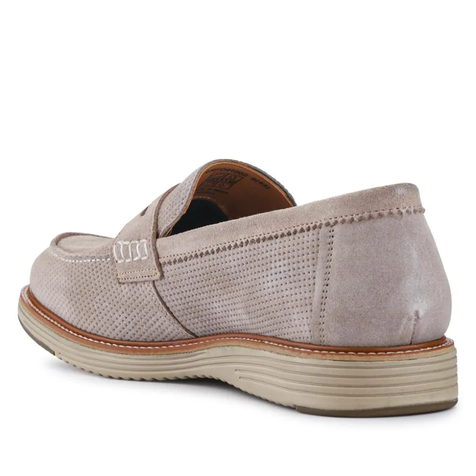 Leather Slip-On Casual Shoes - Beige