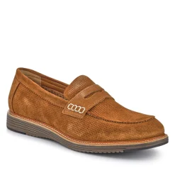 Leather Slip-On Casual Shoes - Cognac