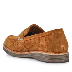 Leather Slip-On Casual Shoes - Cognac