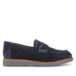 Leather Slip-On Casual Shoes - Navy