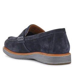 Leather Slip-On Casual Shoes - Navy