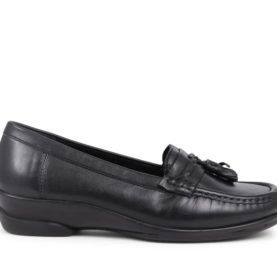 Leather Slip-On Loafers - Black