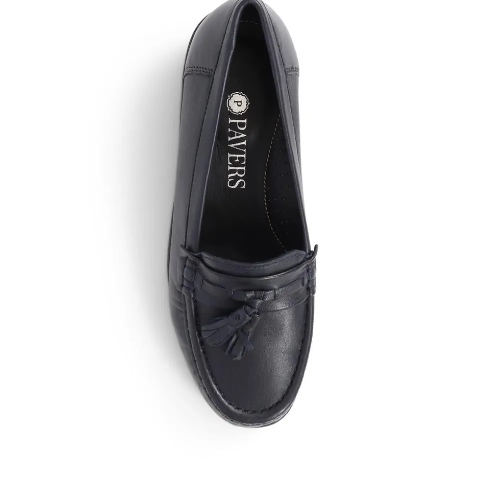 Leather Slip-On Loafers - Navy