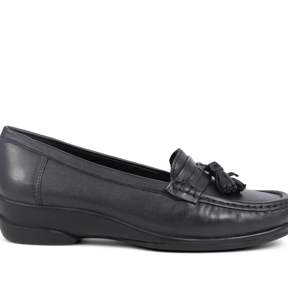 Leather Slip-On Loafers - Navy
