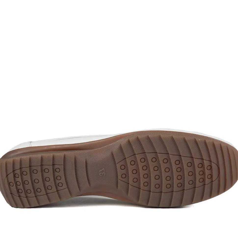 Leather Slip On Moccasin Shoe - White