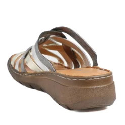 Leather Slip On Mule Sandals - Metallic