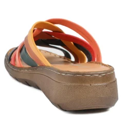 Leather Slip On Mule Sandals - Multi
