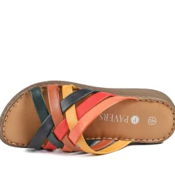 Leather Slip On Mule Sandals - Multi