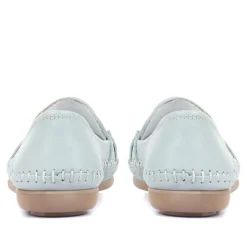 Leather Slip-On Pumps - Pale Blue