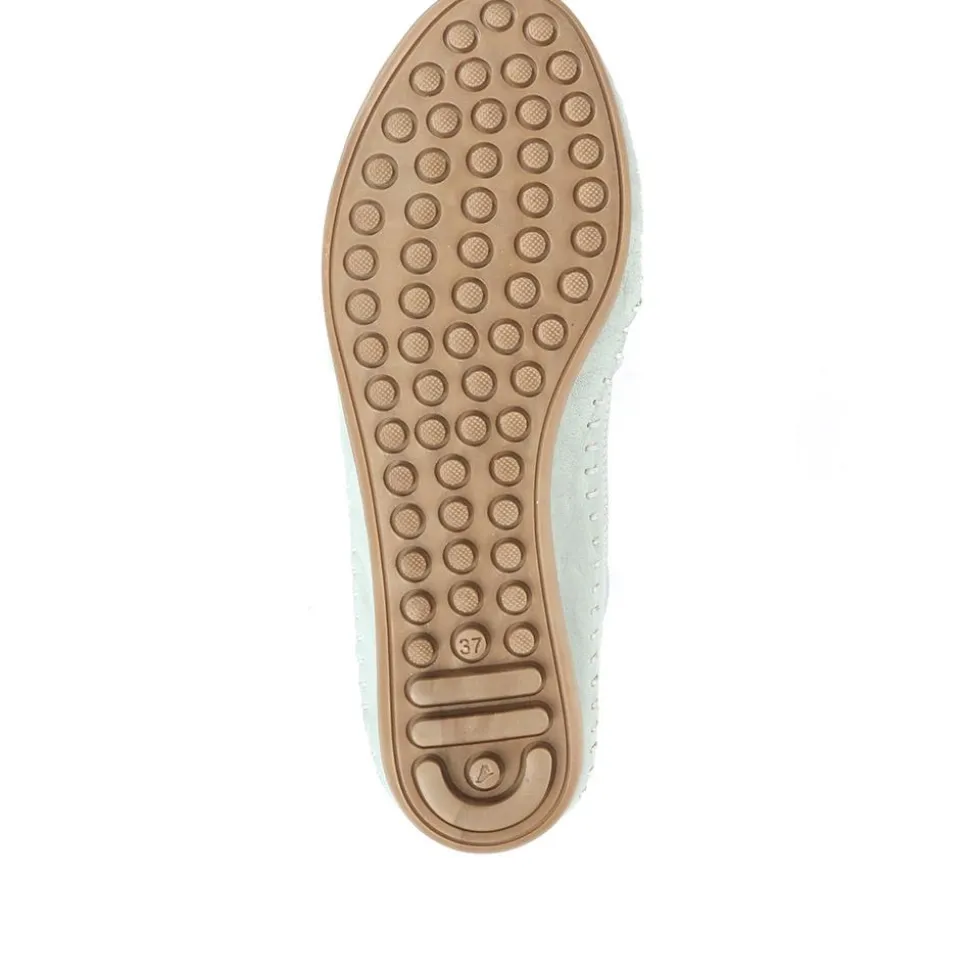 Leather Slip-On Pumps - Pale Blue