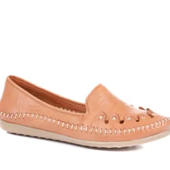 Leather Slip-On Pumps - Tan