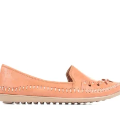 Leather Slip-On Pumps - Tan