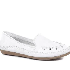 Leather Slip-On Pumps - White