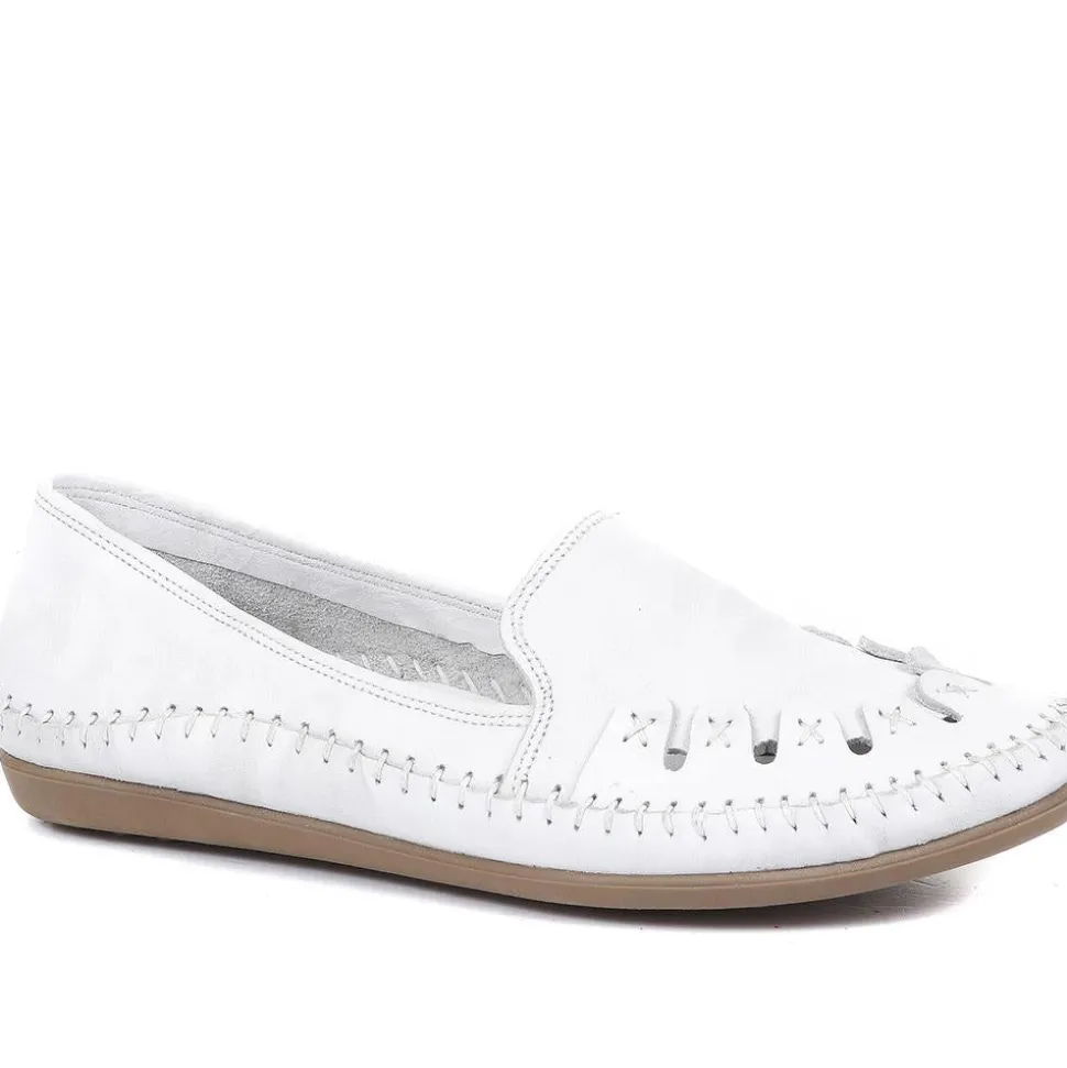 Leather Slip-On Pumps - White