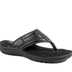 Leather Slip On Sandals - Black