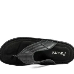 Leather Slip On Sandals - Black
