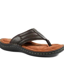 Leather Slip On Sandals - Dark Brown