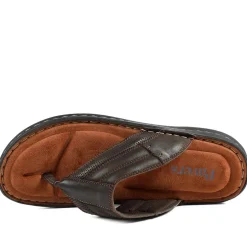 Leather Slip On Sandals - Dark Brown
