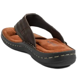 Leather Slip On Sandals - Dark Brown