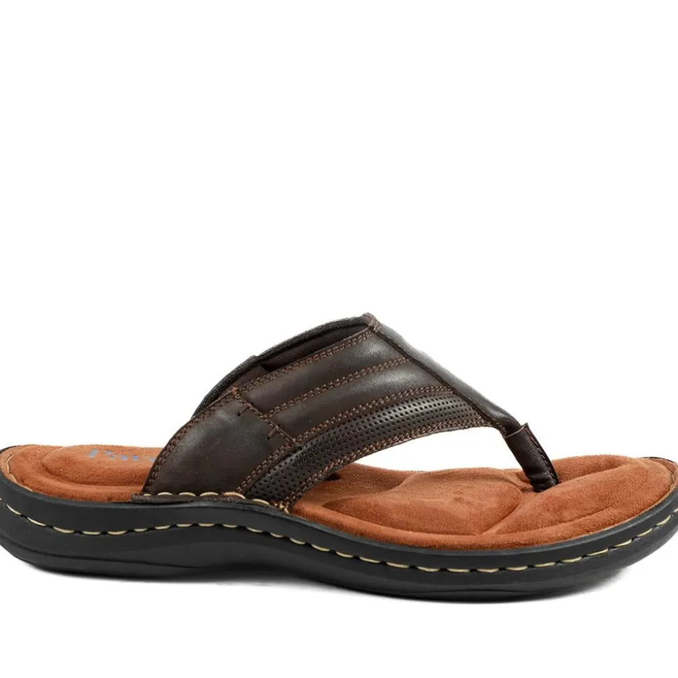 Leather Slip On Sandals - Dark Brown