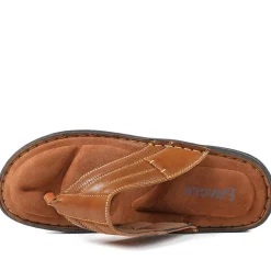 Leather Slip On Sandals - Tan