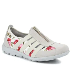 Leather Slip-On Shoes - Beige-Floral