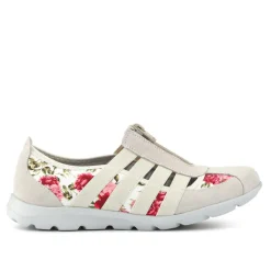 Leather Slip-On Shoes - Beige-Floral