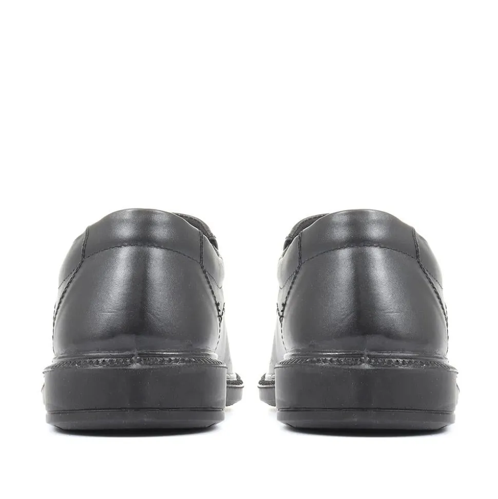 Leather Slip On Shoes - Black