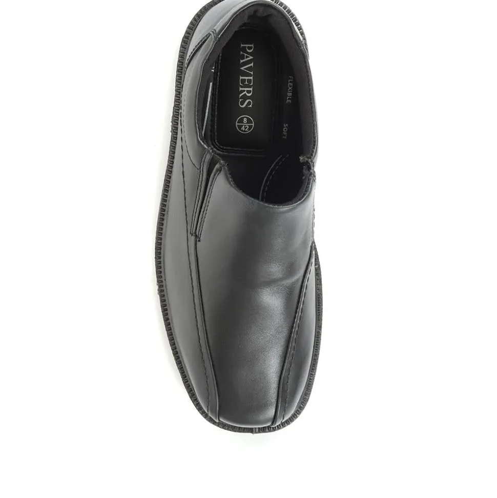 Leather Slip On Shoes - Black
