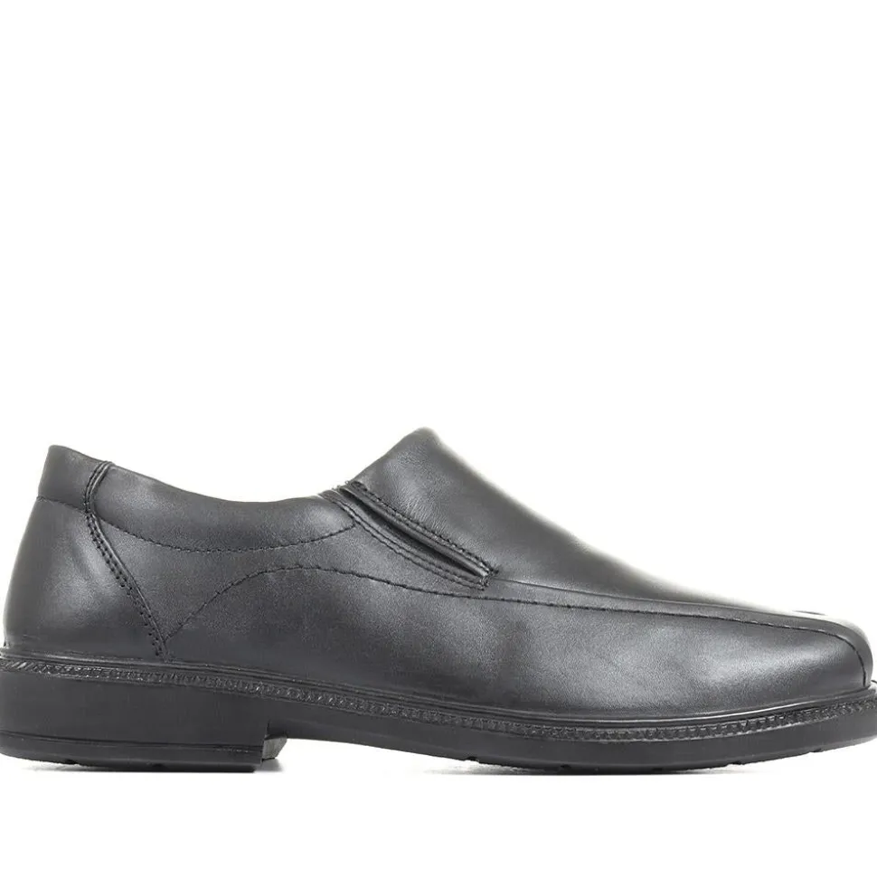 Leather Slip On Shoes - Black