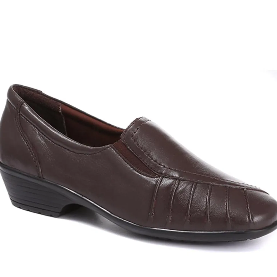 Leather Slip On Shoes - Brown