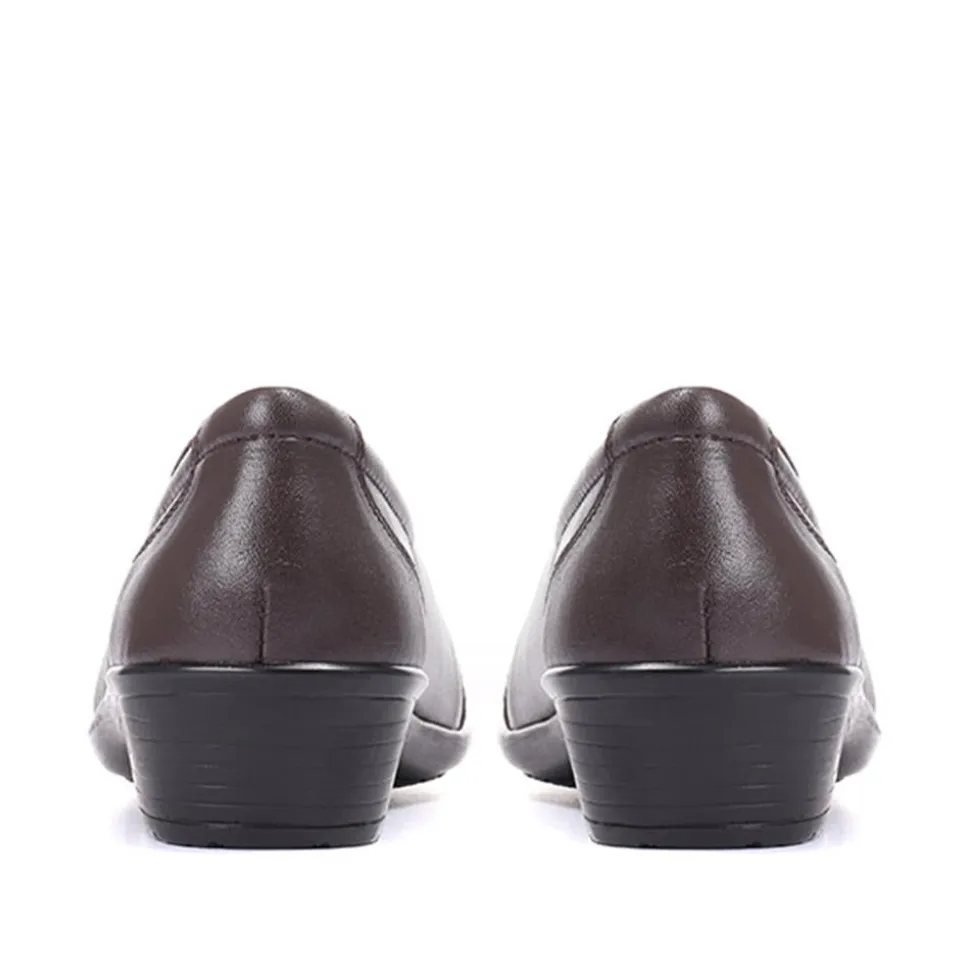 Leather Slip On Shoes - Brown