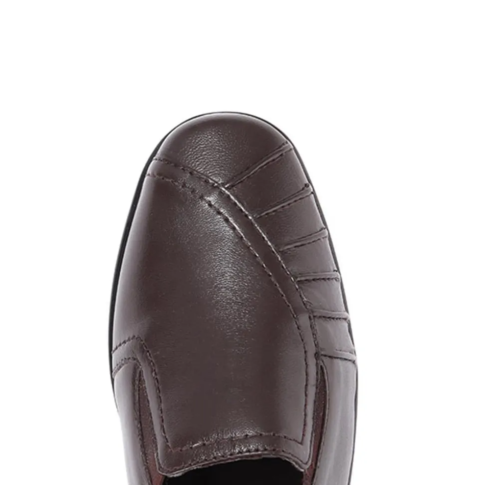Leather Slip On Shoes - Brown