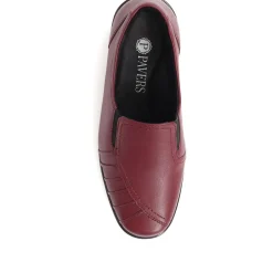 Leather Slip On Shoes - Burgundy