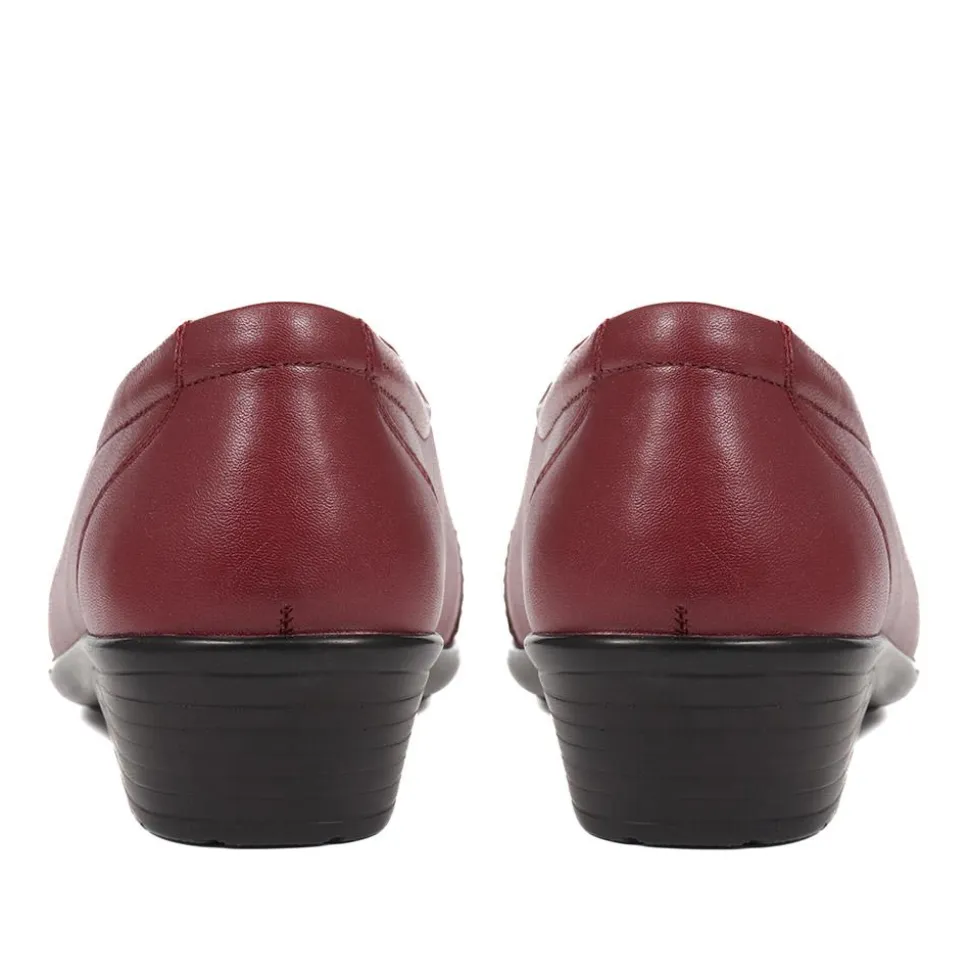 Leather Slip On Shoes - Burgundy