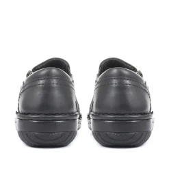 Leather Slip On Shoes for Women - Black