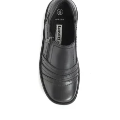 Leather Slip On Shoes for Women - Black