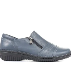 Leather Slip On Shoes for Women - Navy