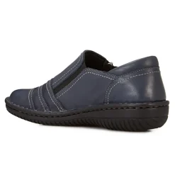 Leather Slip On Shoes for Women - Navy