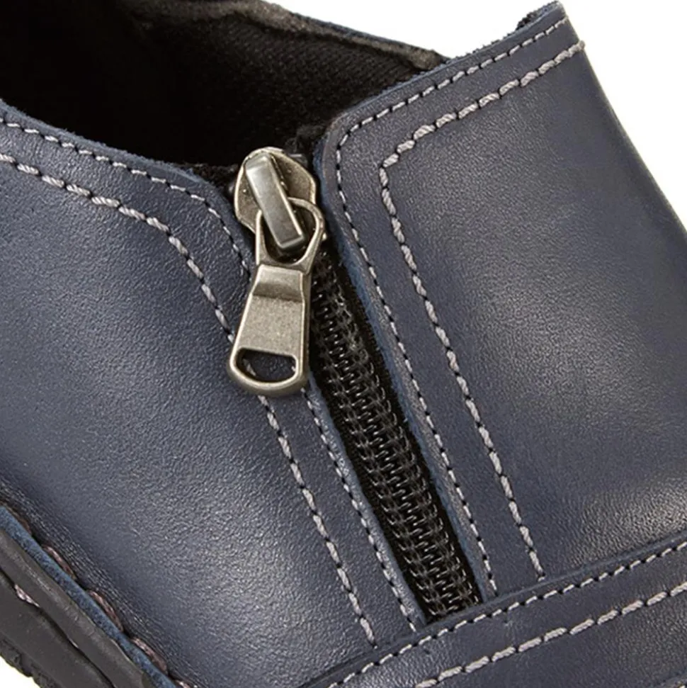 Leather Slip On Shoes for Women - Navy