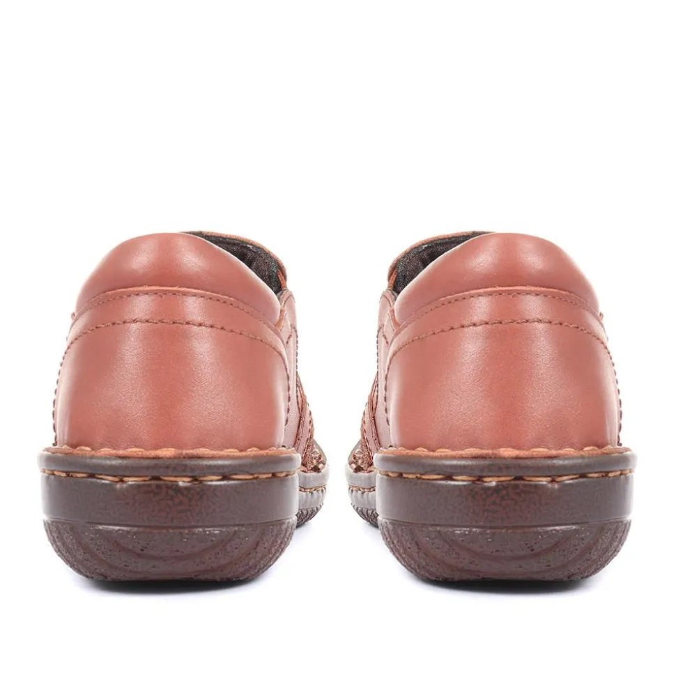 Leather Slip On Shoes for Women - Tan